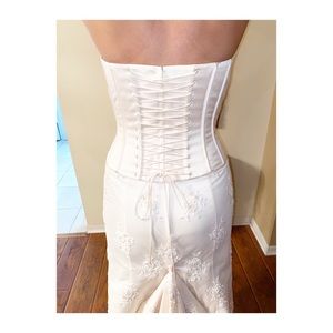 Oleg Cassini Corset Wedding Dress Champagne Sz 12